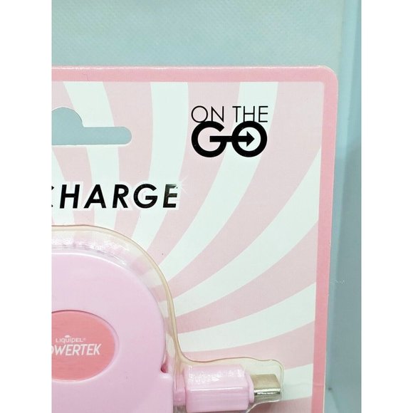 Pink Liquipel Powertek Fast Charge 3 Ft Retractable USB Type-C Cord - Picture 4 of 12
